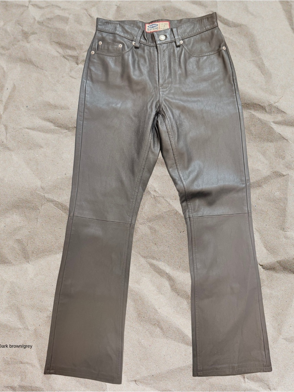 Vintage 2000 Old Navy Genuine Leather Bootcut Pants Size 2 Y2K Black Brown